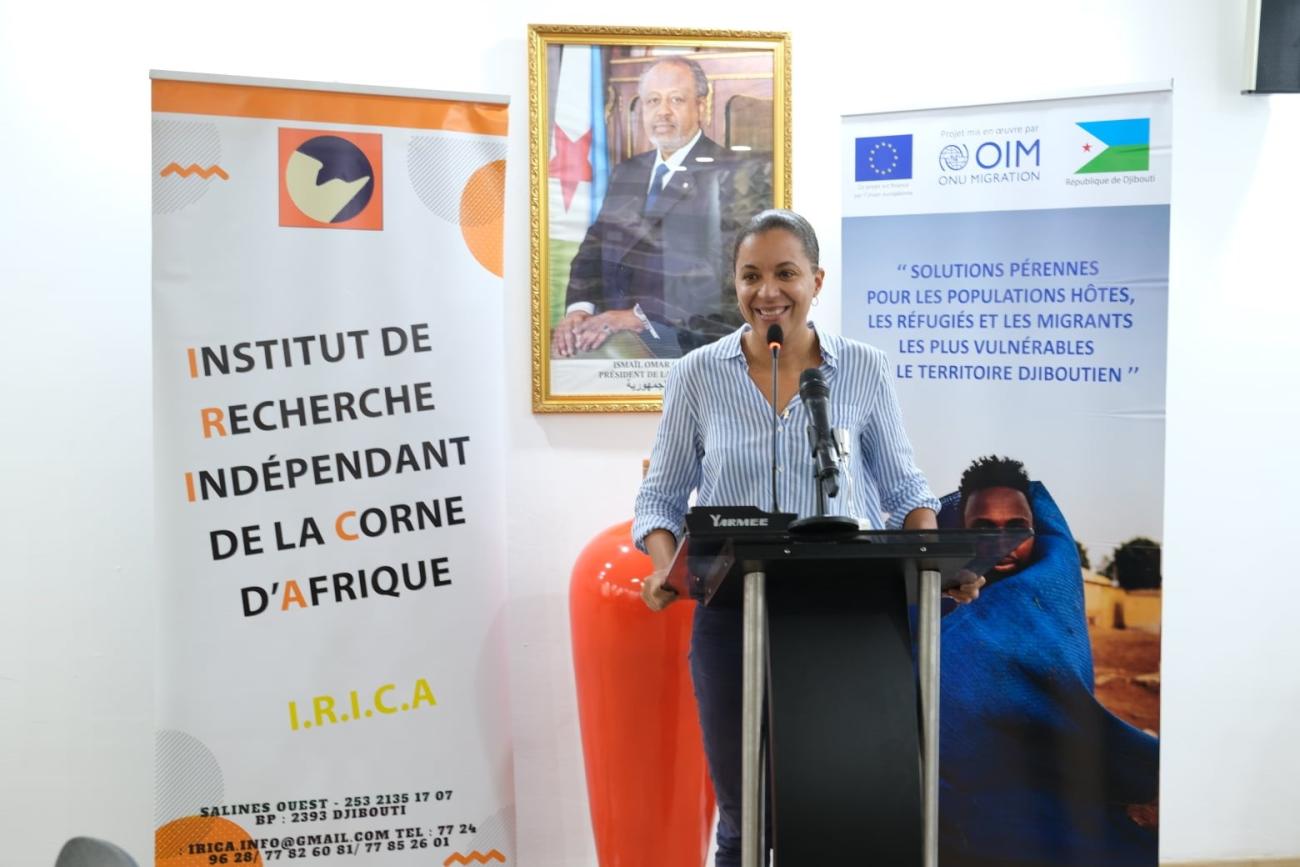 Intervention de Cheffe de Mission de l’OIM Mme Stéphanie DAVIOT lors de la cérémonie de clôture de la formation aux urgences sanitaires